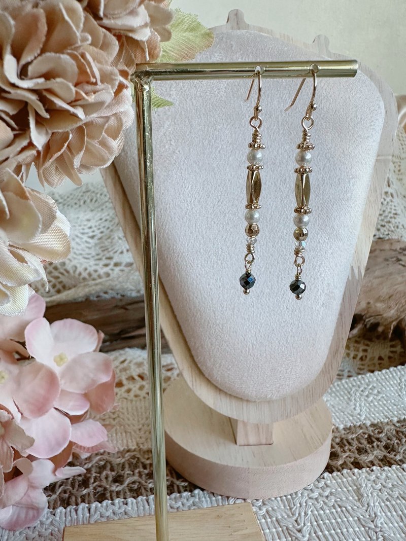 Misty Glow l Terahertz Stone Swarovski Crystal Pearl Earrings - Earrings & Clip-ons - Crystal Gray