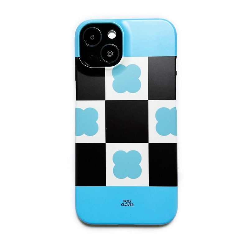 clover check hard phone case (sky blue) - 手機殼/手機套 - 塑膠 藍色