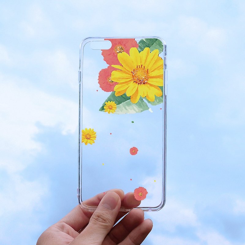 Flower summer "embossed soft shell" -iPhone (i5, i6s, i6splus, i7.i7plus) / Android (Samsung, HTC, Sony) original phone shell / transparent protective cover - Phone Cases - Plastic Yellow
