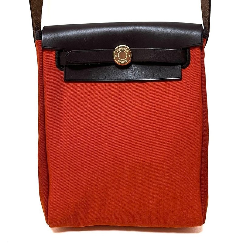本物 HERMES エルメス エールバッグTPM ショルダーバッグ トワルオフィシェ レザー オレンジ 中古 - 側背包/斜背包 - 其他材質 橘色