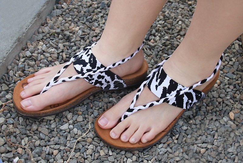 【Woven Sling Back  Cow】Lycra woven loop/ Leather insole - รองเท้ารัดส้น - หนังแท้ สีใส