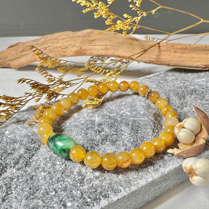Transshipment | Natural Jade Bead Bracelet Lucky Yellow Jade Bead Strings - Bracelets - Gemstone Gold
