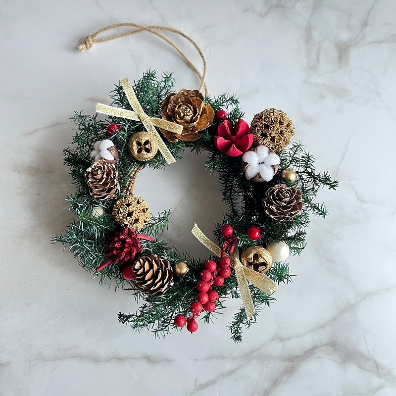 DIY handmade non-withered cedar round Christmas wreath Christmas wreath Christmas arrangement small pine cone wreath - จัดดอกไม้/ต้นไม้ - พืช/ดอกไม้ สีเขียว