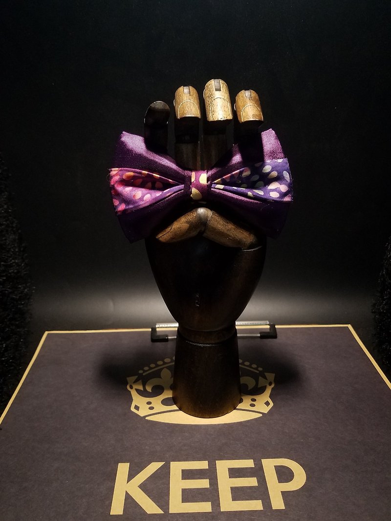 紫色真絲拼星空領結聖誕交換禮物蝴蝶結 - 領帶/領帶夾 - 絲．絹 紫色