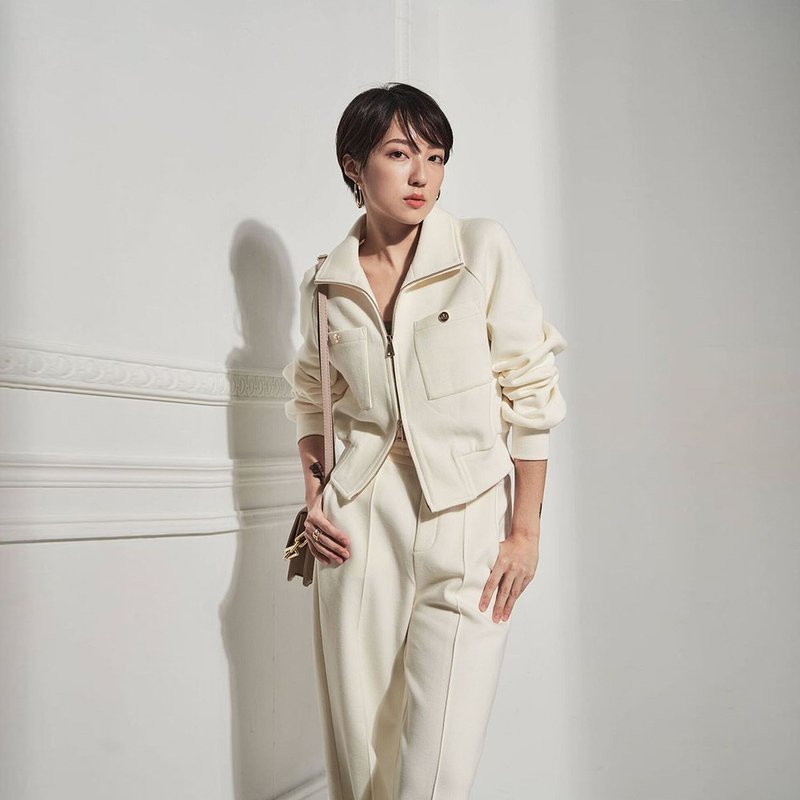 AVVJOY | Youthful & Relaxed Jacket Set (Jacket & Casual Pants) - กางเกงขายาว - วัสดุอื่นๆ ขาว