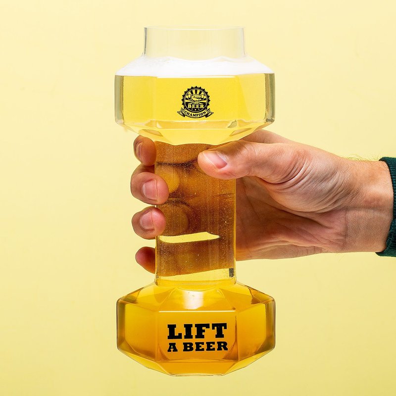 Dumbbell beer mug - แก้วไวน์ - แก้ว สีใส