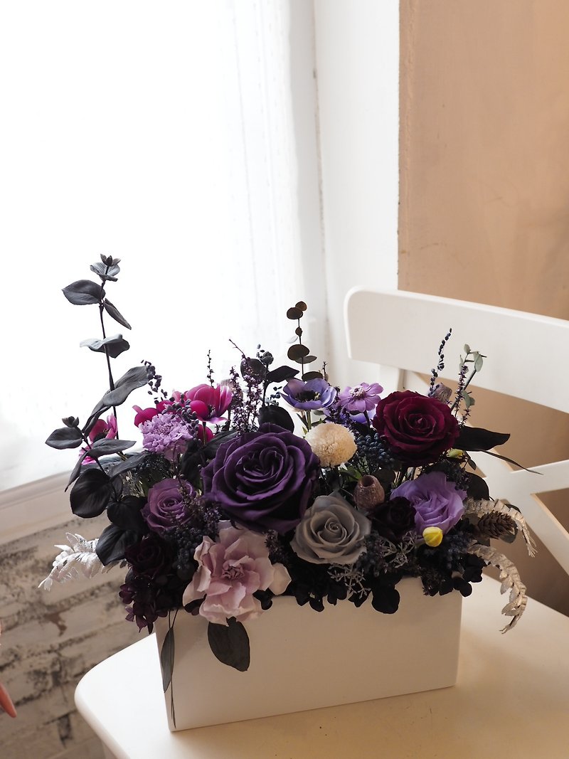 日本永生花長型桌花 - 開幕花禮 生日禮物 母親節禮物 居家裝飾 - 乾花/永生花 - 植物．花 紫色