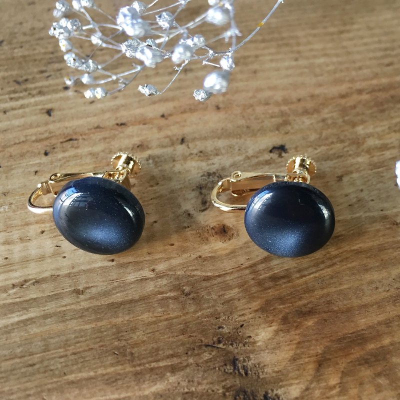 Soft marble color earrings (Indigo blue) - Earrings & Clip-ons - Plastic Blue