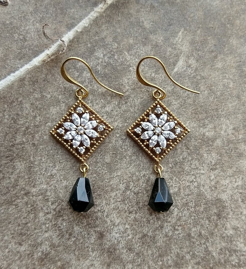 Byzantine Black Drop Earrings - Earrings & Clip-ons - Glass 