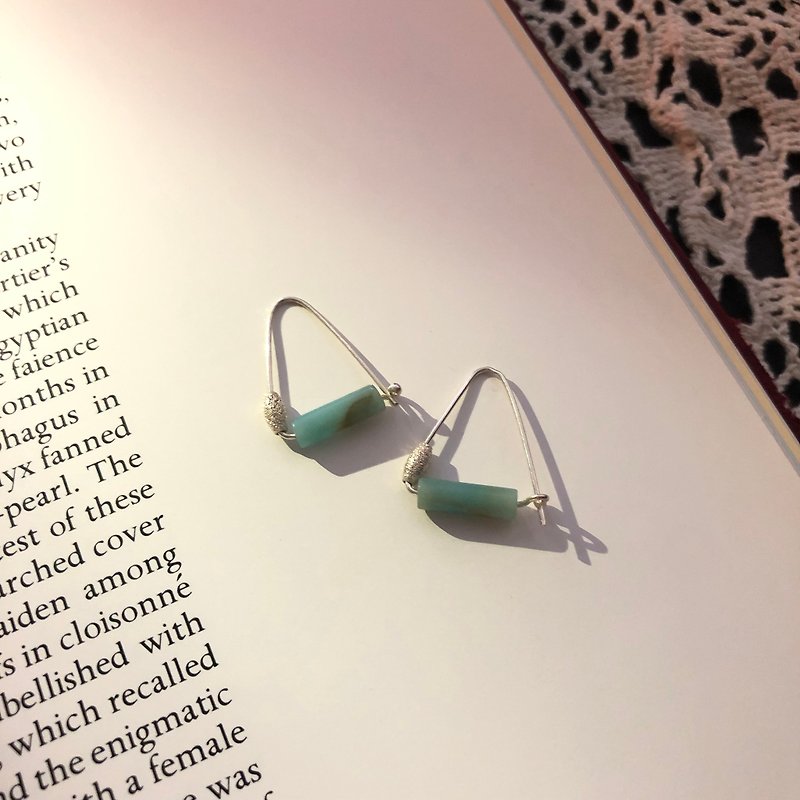 Agate0805 Long Agate Earrings_Sea Water - Earrings & Clip-ons - Sterling Silver 