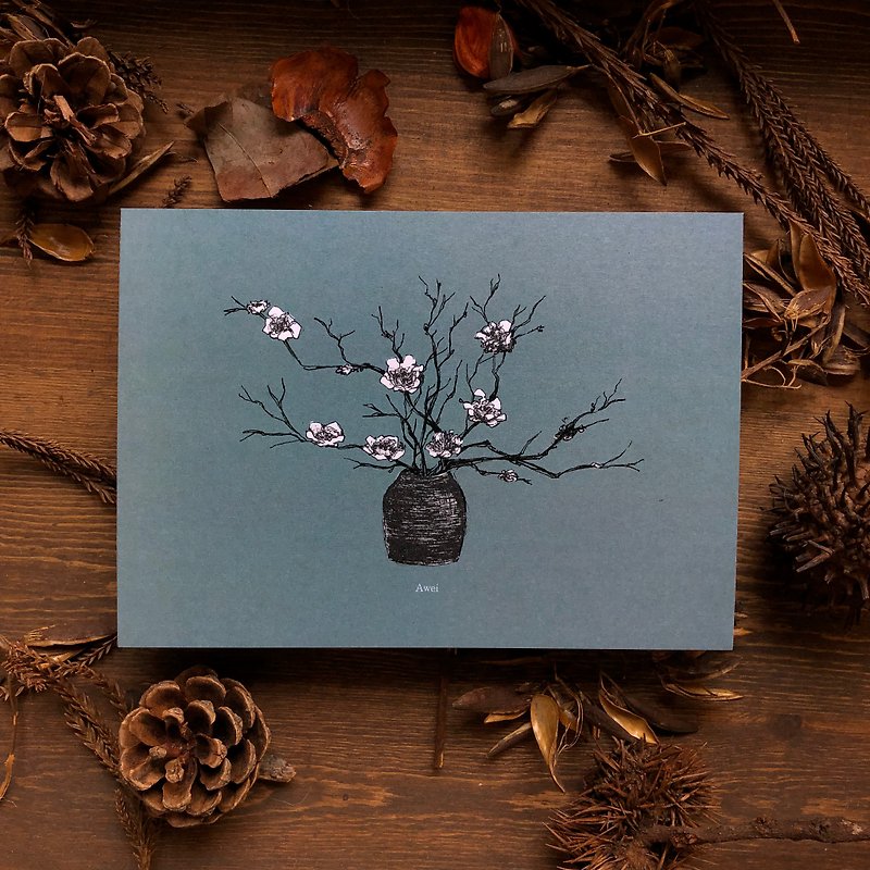 Dry flower postcard - การ์ด/โปสการ์ด - กระดาษ สีน้ำเงิน
