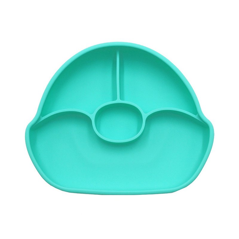 (台灣製造,專利設計) Farandole Mat 不翻盤(分格) - 藍綠 - 兒童餐具/餐盤 - 矽膠 藍色