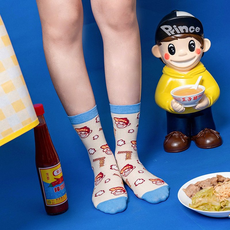 [Fragrant Prince's Noodles] Prince's Noodles Joint Socks / Z0025 - Socks - Cotton & Hemp Khaki