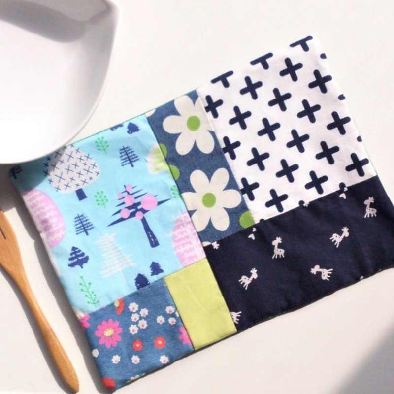 拼布餐墊 (北歐風) - 餐桌布/桌巾/餐墊 - 棉．麻 藍色