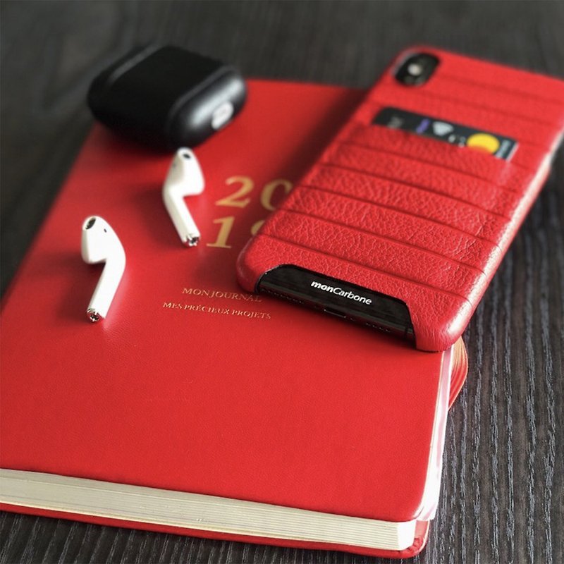【Apple新品】皮革口袋保護殼 iPhone XR 紅 - 手機殼/手機套 - 碳纖維 黑色