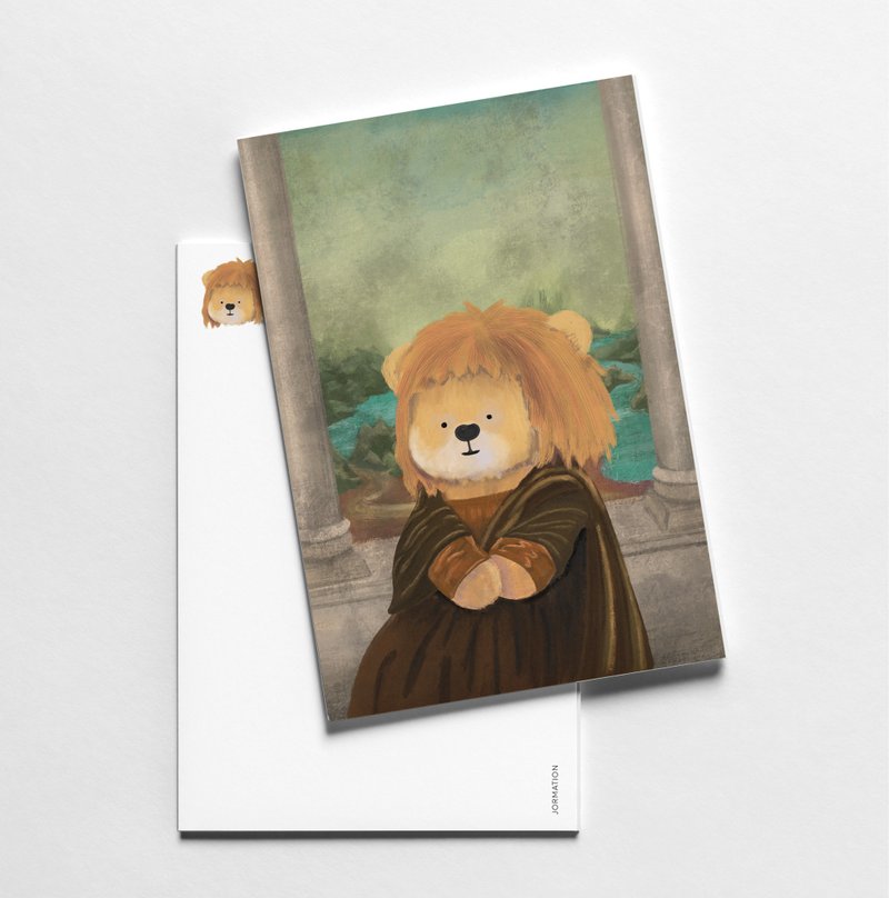 Lion in Mona Lisa Art Parody Postcard - 卡片/明信片 - 紙 