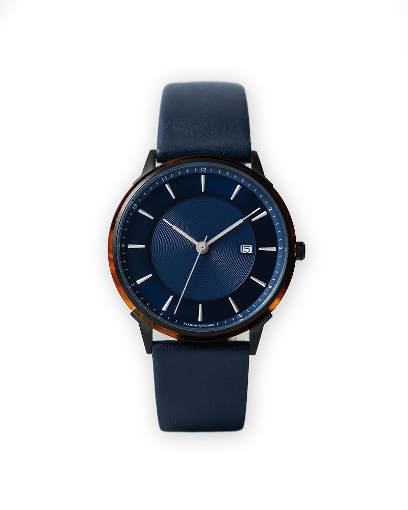BÖRJA LW-026 黑殼深海藍色面深藍色皮錶帶 - 男裝錶/中性錶 - 其他金屬 黑色