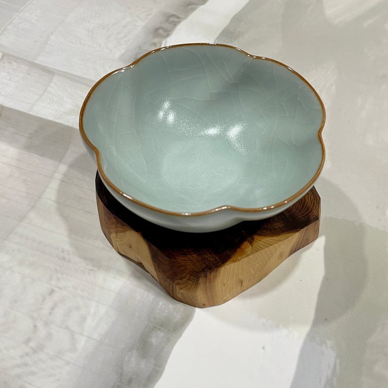 台灣汝窯大師林德豐 - 汝窯大梅花杯(現貨+預購) - 茶壺/茶杯/茶具 - 陶 藍色