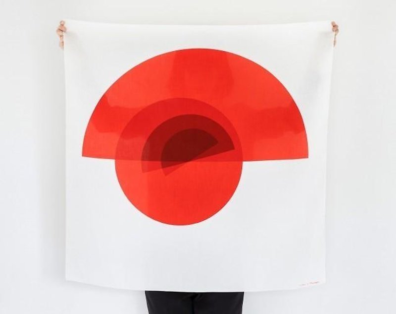 Arcs Furoshiki Scarf - 絲巾 - 棉．麻 紅色