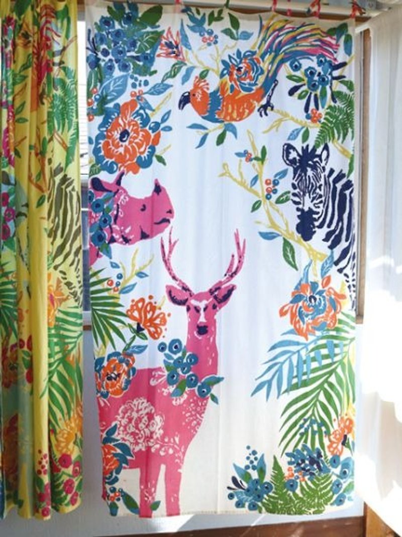 【Pre-order】 in the spring jungle animal curtain ✱ (three-color) - Items for Display - Cotton & Hemp Multicolor