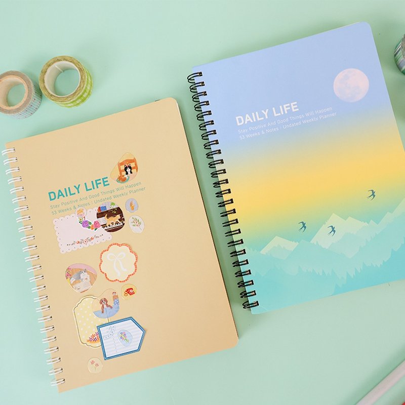 Chuyu A5/25K drawstring double circle multi-function note/elastic band/notebook/coil notepad - สมุดบันทึก/สมุดปฏิทิน - กระดาษ หลากหลายสี