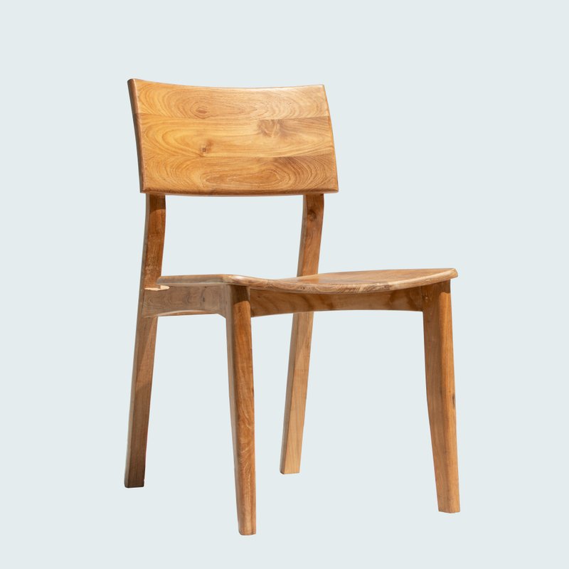 Simple dining chair/teak/log/low formaldehyde - Chairs & Sofas - Wood Brown