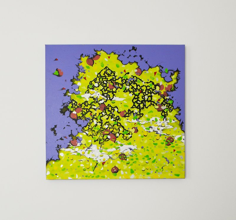 Taiwan artist geometric abstract map hand-painted Acrylic painting original frameless painting modern art - ภาพวาดบุคคล - สี สีม่วง