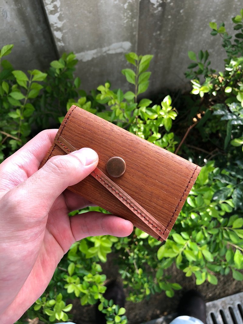 Business Card Holders/Card Holders_Selected Natural "Teak" Solid Wood Leather_Pure Copper Metals - ที่เก็บนามบัตร - ไม้ 