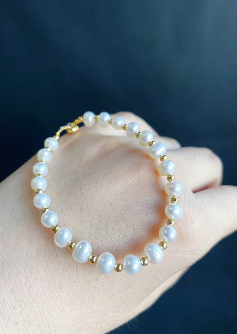 【売約済】真珠 デザイン ブレスレット スライド式 ギフト 天然石 カスタム クリスタル 誕生日 - ブレスレット - 真珠 ホワイト
