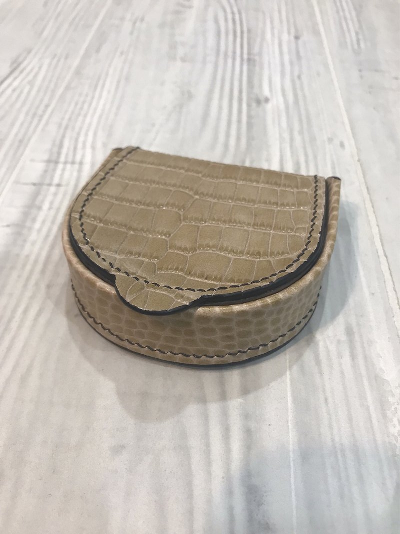 Horseshoe Stitched Coin Purse LV Coin Purse Crocodile Embossed Cowhide - กระเป๋าใส่เหรียญ - หนังแท้ 