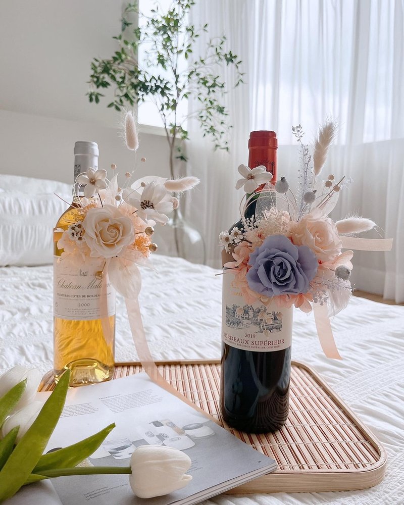 酒瓶花 賀禮裝飾花 永生花裝飾 祝賀禮物 開幕賀禮 結婚賀禮 - 乾燥花/永生花 - 植物．花 多色