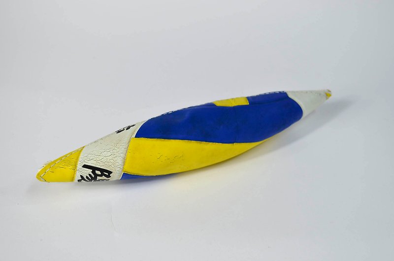 Volleyball x zipper bag / third ball version / quarter - mikasa yellow blue white number 002 - กล่องดินสอ/ถุงดินสอ - ยาง สีเหลือง