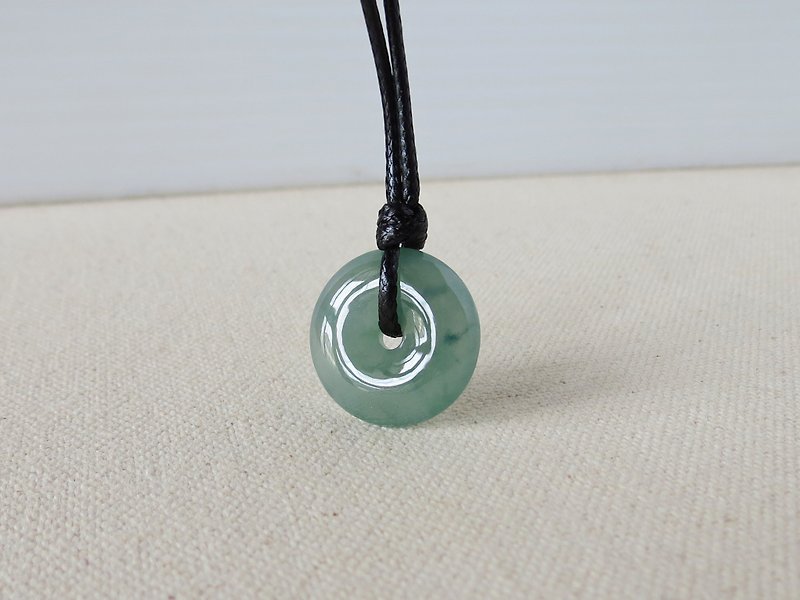 Zodiac Year [Ping An Ruyi] Ice Floating Flower Jade Korean Wax Line Necklace*yum01*Lucky fortune, anti villain - Long Necklaces - Gemstone Green