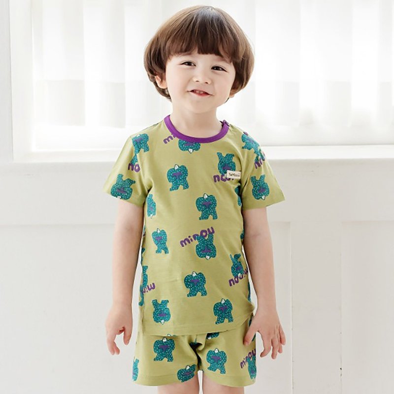 [New Product] Snow Monster Life Diary - Light Breathable Air Jacket Short Sleeve Korean Children's Clothing TheMinou -T56305 - Tops & T-Shirts - Cotton & Hemp Green