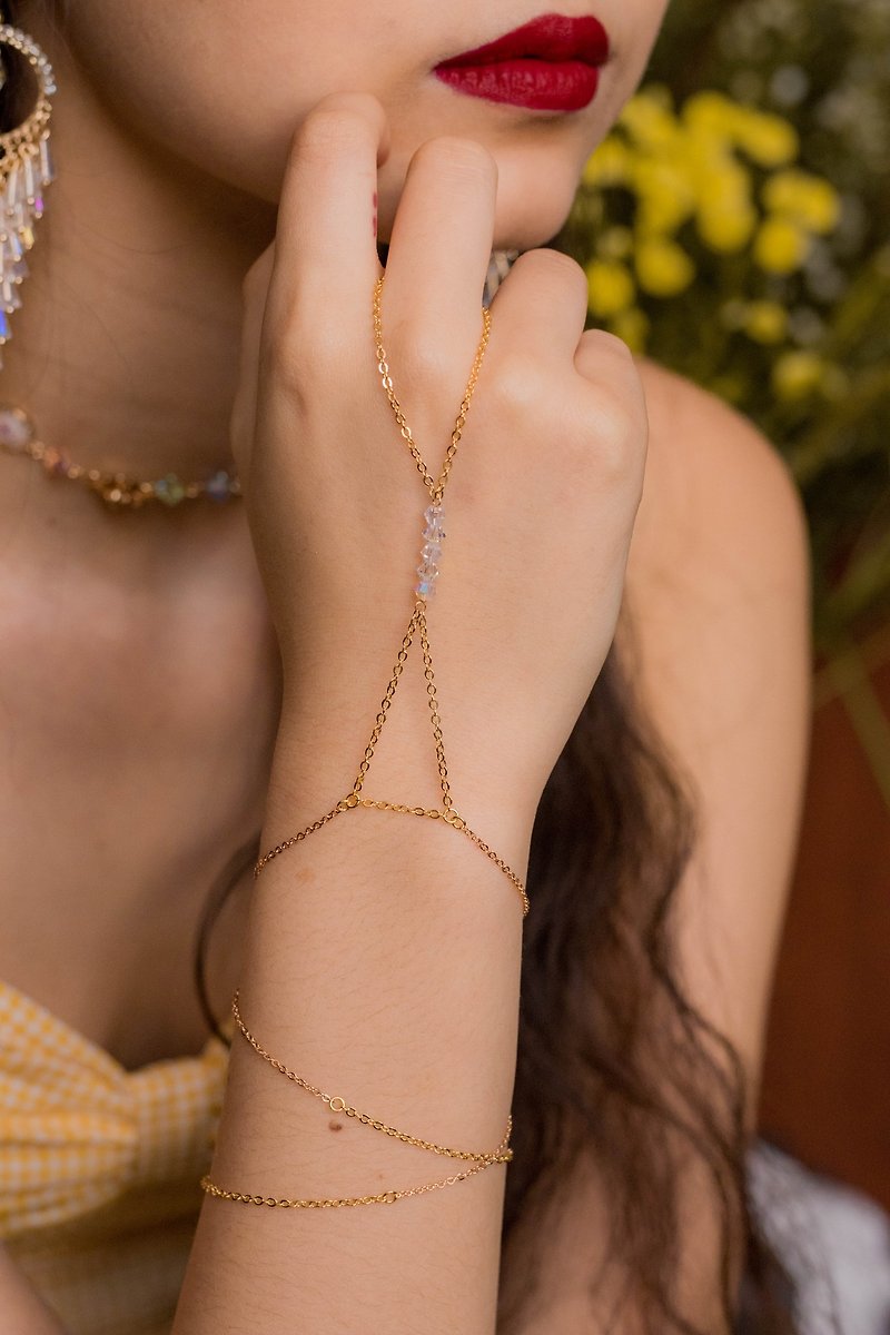 Sunshower Gold-plated Hand Chain - Bracelets - Clay Orange