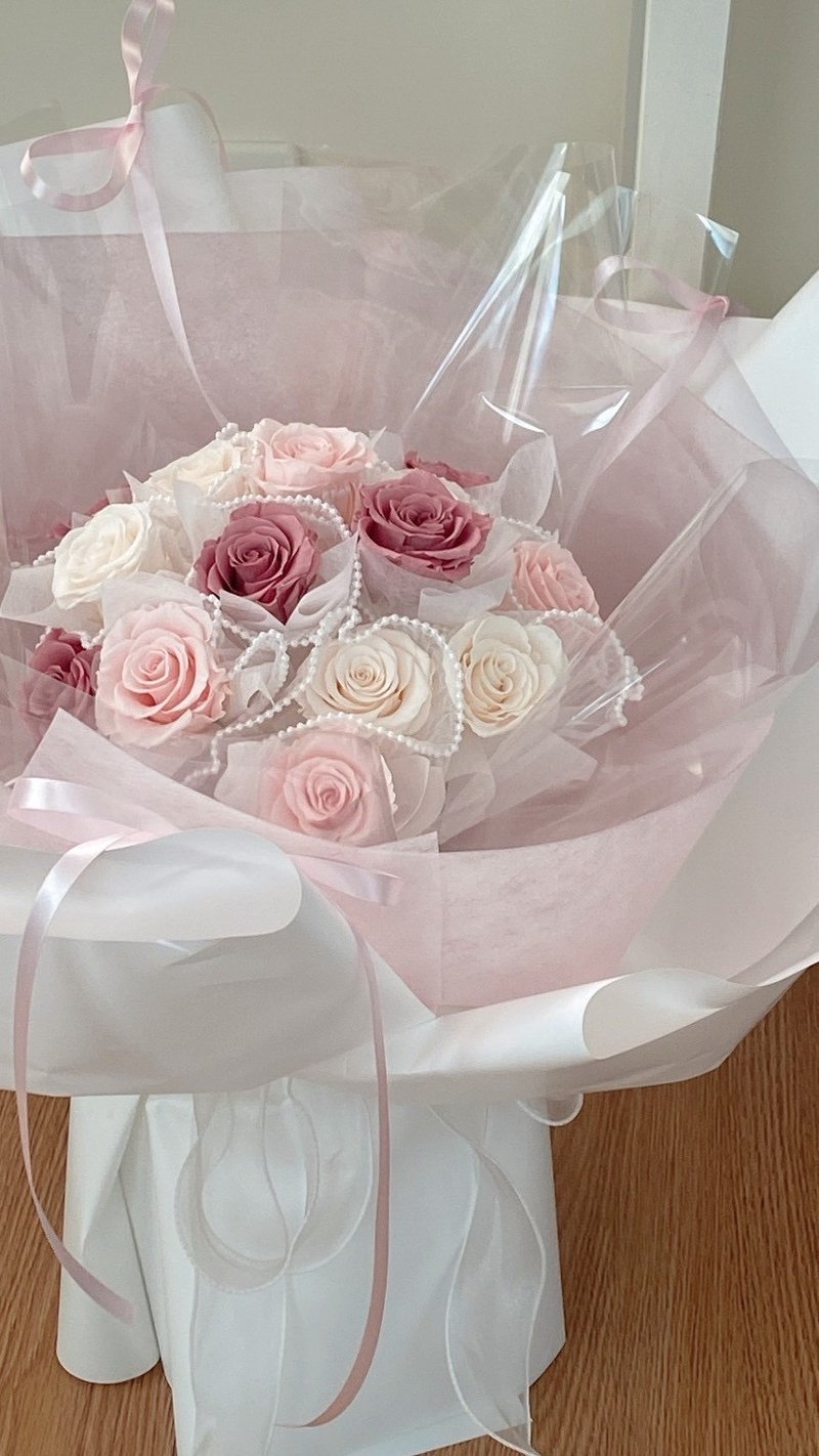 Flora Flower Preserved Flower Bouquet—Romantic Ballet Pink - ช่อดอกไม้แห้ง - พืช/ดอกไม้ สึชมพู