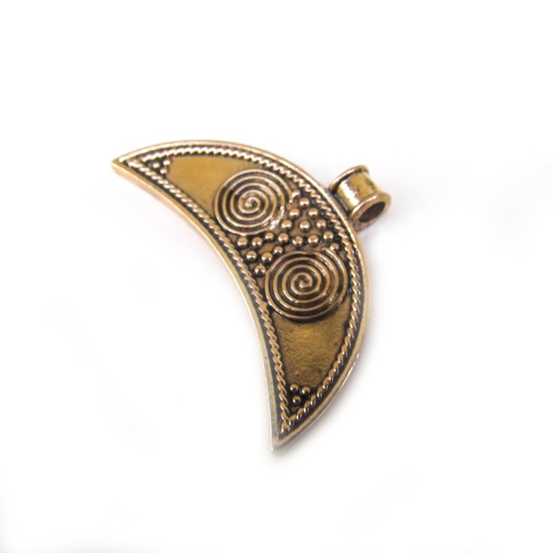 Women bronze amulet,lunula bronze necklace pendant,crescent moon bronze necklace - 吊飾/掛飾 - 銅/黃銅 金色