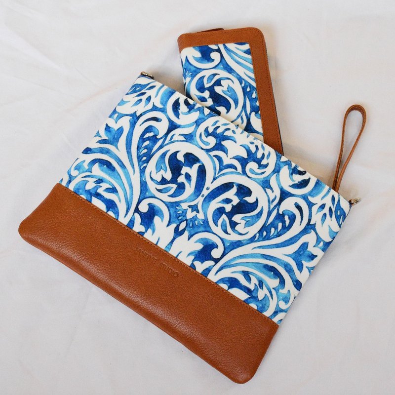Clutch Bag - Dreamer's Wave with Real Leather. - 側背包/斜背包 - 真皮 