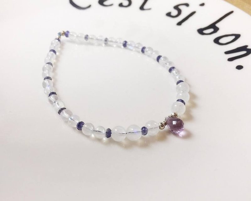 MH Sterling silver natural stone custom series _ month treasure box _ amethyst - Bracelets - Gemstone Purple