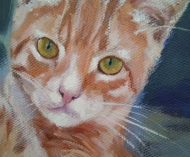 猫の油絵動物の絵オリジナルアート - ショップ SiberianMoonArt