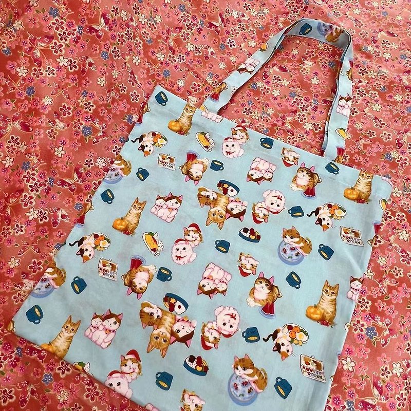 Handmade Eco Bag (Medium)-Cute Cat - Handbags & Totes - Cotton & Hemp 
