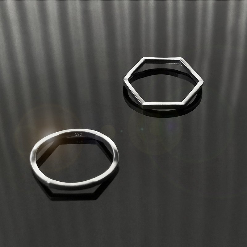 トランスモティーフ 06S 丸-六角形 錯覚変身立体シルバーリング レディスサイズ1個 - 戒指 - 純銀 
