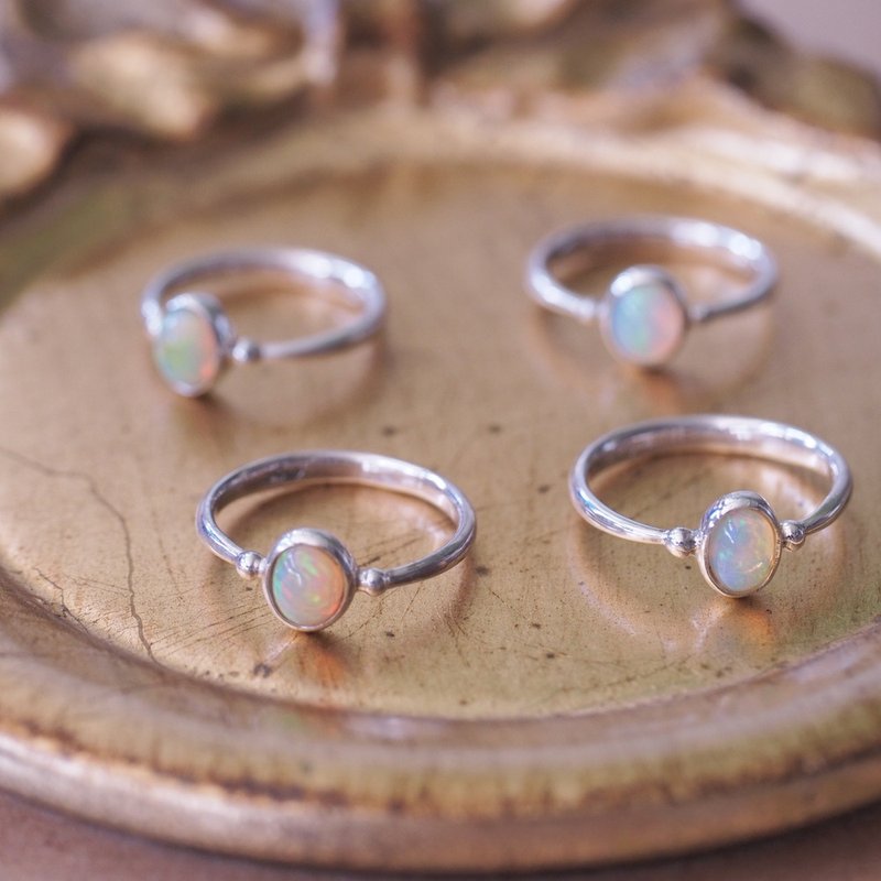 蛋白石 手工純銀 戒指 Opal handmade Sterling Silver ring - 戒指 - 半寶石 多色