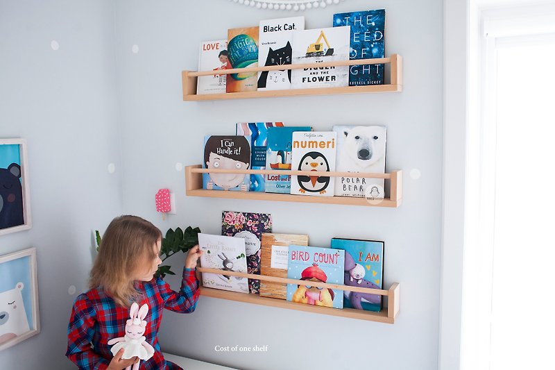One Book Wall Shelf for Kids, Floating Bookshelf, Book Storage, Book Rack - เฟอร์นิเจอร์เด็ก - ไม้ 
