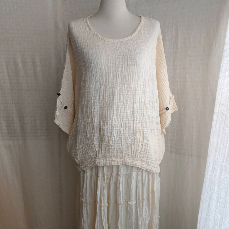 Gauze cotton flying squirrel sleeve top - Women's Tops - Cotton & Hemp 