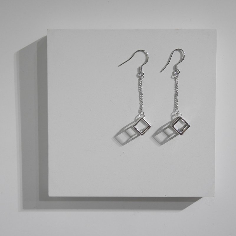 925 Sterling Sliver Cubic Cube Earrings Valentine's Day Gift - Earrings & Clip-ons - Other Metals Silver
