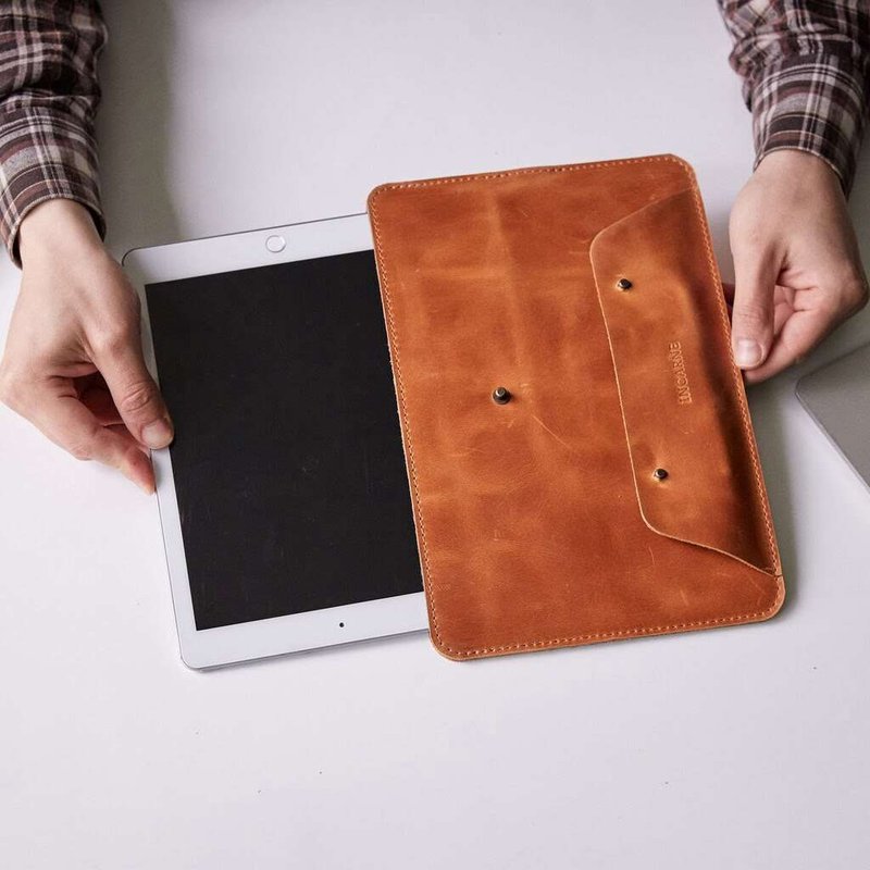 帶筆架的個性化皮革 iPad 和平板電腦保護套 - 電腦包/筆電包 - 真皮 