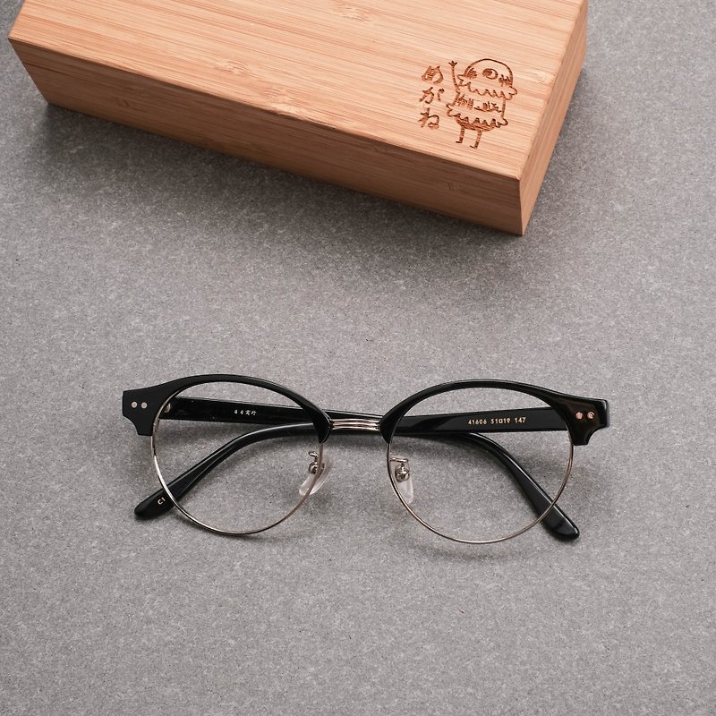 韓国のレトロな眉毛のフレーム元のフレームの野生のフレームは、人気モデルの眼鏡フレームを後退させない - 眼鏡・フレーム - その他の素材 ブラック