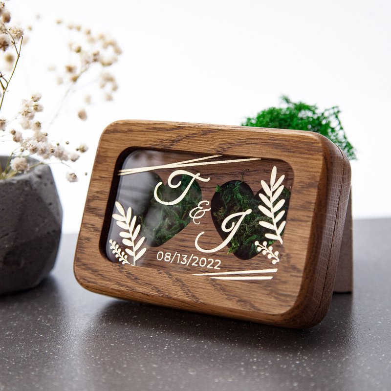 木製婚戒雙戒盒|定制戒指架 |環枕|週年紀念日 - 其他 - 木頭 多色