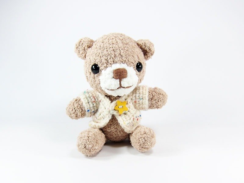 Milk tea bear - bear - doll - Stuffed Dolls & Figurines - Wool Brown